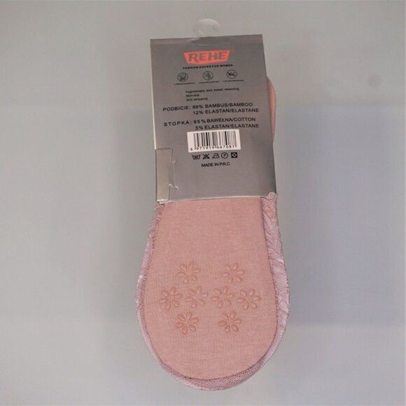 REHE Invisible Socks Laced Women Fashion No Slip Silicon Grip 2 Pairs - Picture 6 of 11